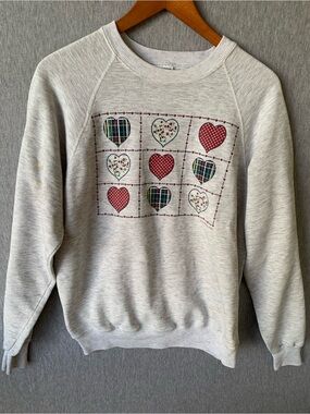 Vintage Hearts Lee Crewneck Sweatshirt 90s Sweater 1990 Country Primitive